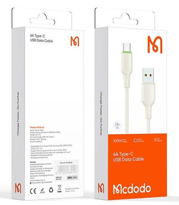 کابل USB به USB-C Mcdodo CA-4750 با نور LED 1.2 متری
