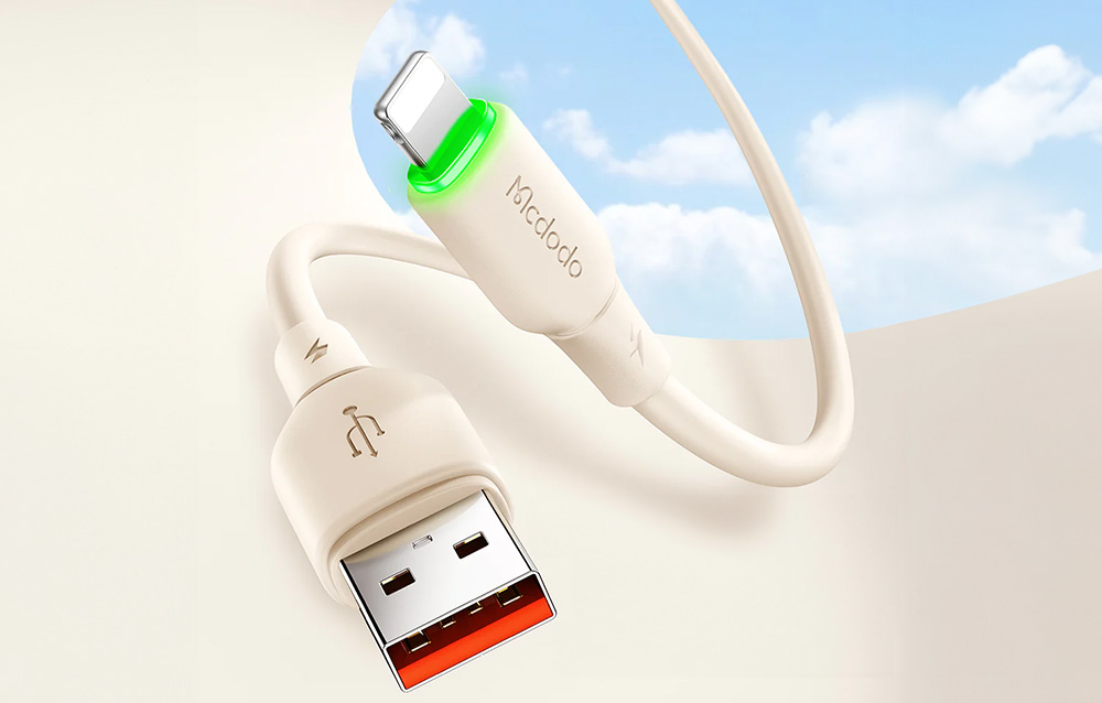 کابل USB به لایتنینگ Mcdodo CA-4740 با نور LED 1.2 متری (بژ)