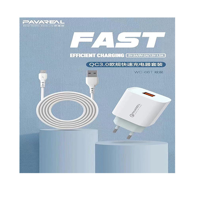 شارژر دیواری تایپ سی  پاوا  مدل WC66 توان 18w وات به همراه کابل 5 آمپر