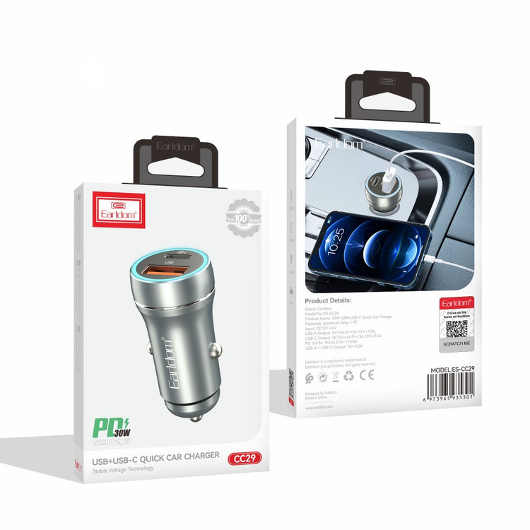 شارژر فندکی فست شارژ ماشین 2.4 آمپر ارلدام ES-CC29. 