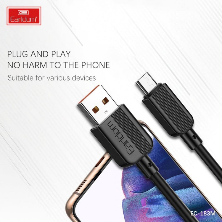 کابل شارژ سریع USB به میکرو یک متری ارلدام Earldom EC-183 micro cable گارانتی یک ساله