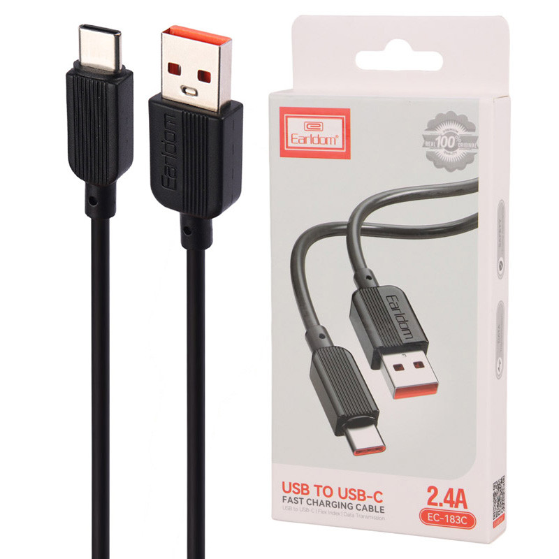 کابل شارژ سریع USB به تایپ سی  یک متری ارلدام Earldom EC-183 tyope-c cable  ‏