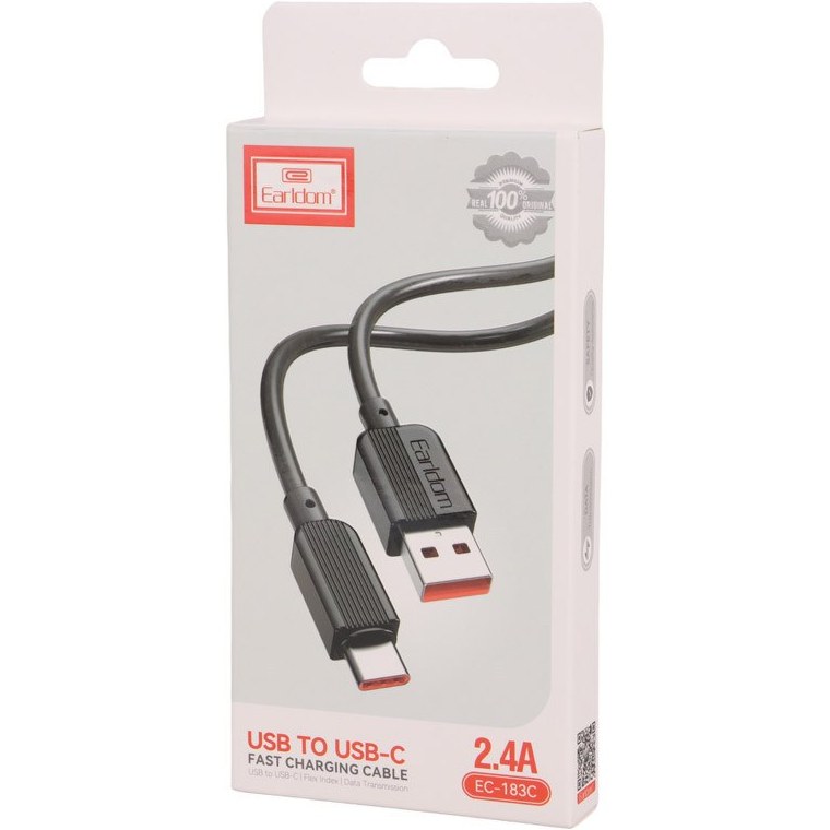 کابل شارژ سریع USB به تایپ سی یک متری ارلدام Earldom EC-182 type-c cable 